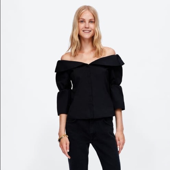 zara black off the shoulder top